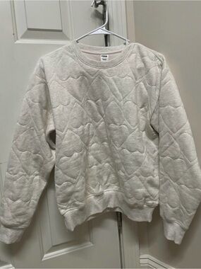 PINK Victoria's Secret Quilted Heart Crewneck - Cream